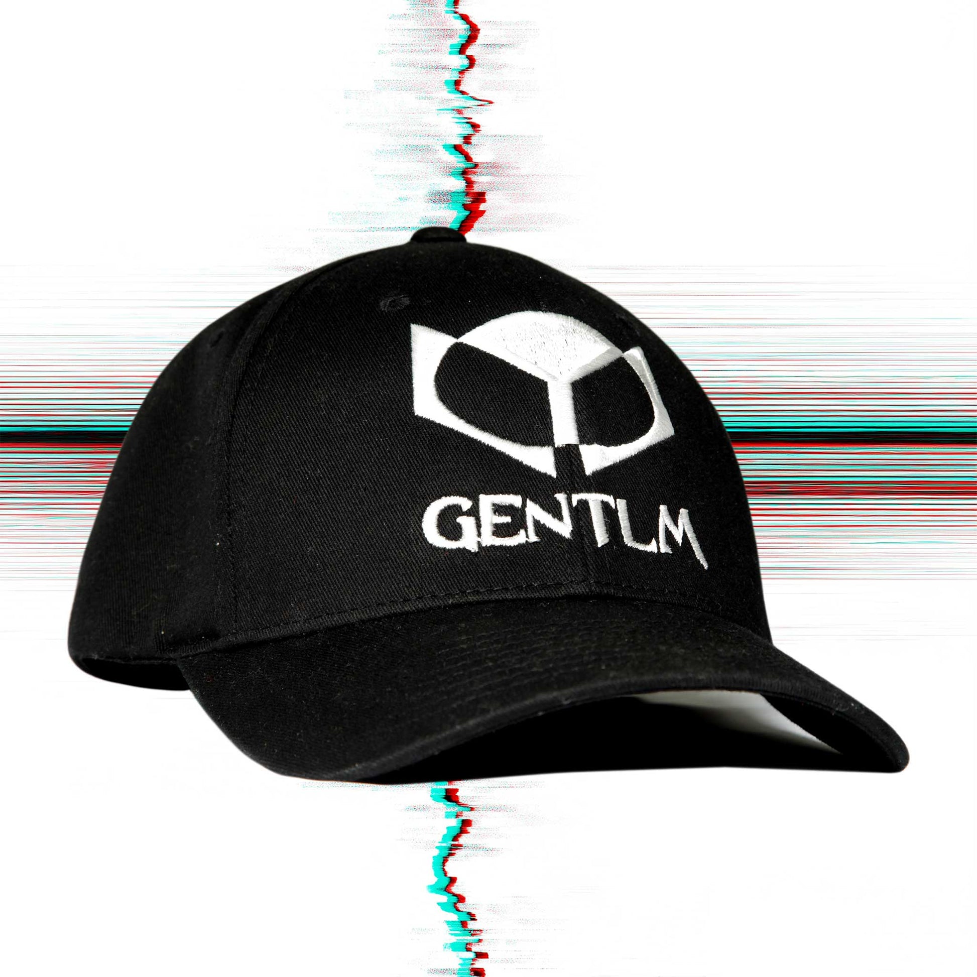 Black organic cotton curved brim cap with silver embroidered GENTLM logo one size